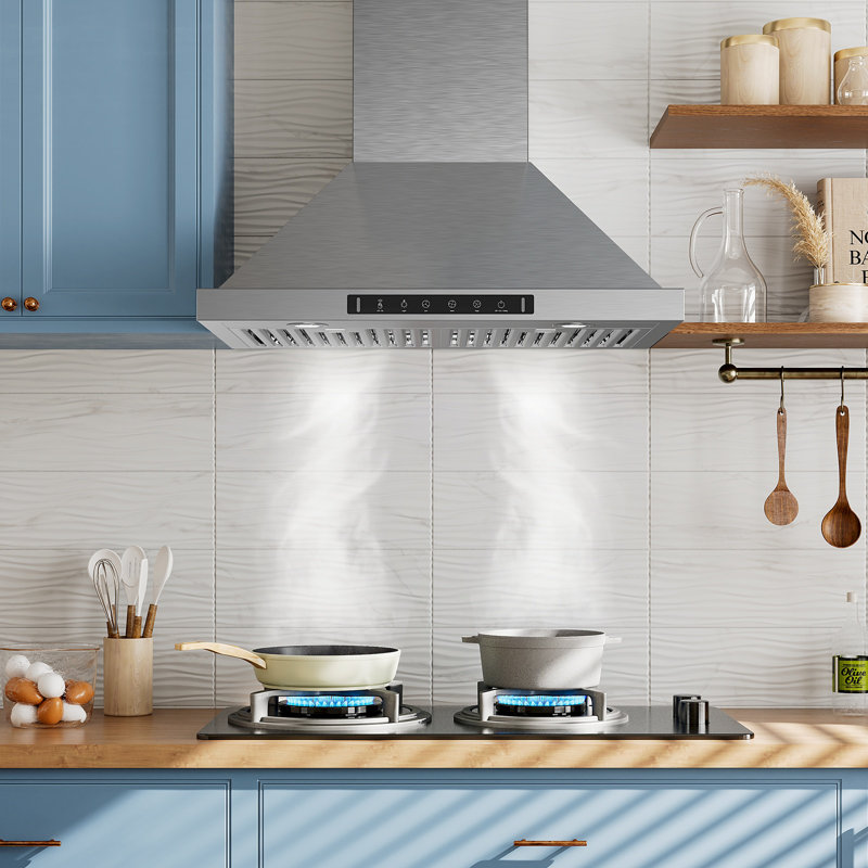 Hotte murale convertible 36 pouces 900 CFM avec lumières DEL et contrôle mains libres, Acier inoxydable