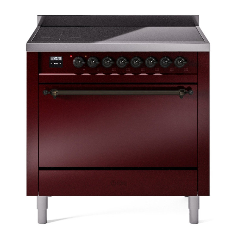 ILVE Nostalgie II 36 in Induction Range, Burgundy/Bronze