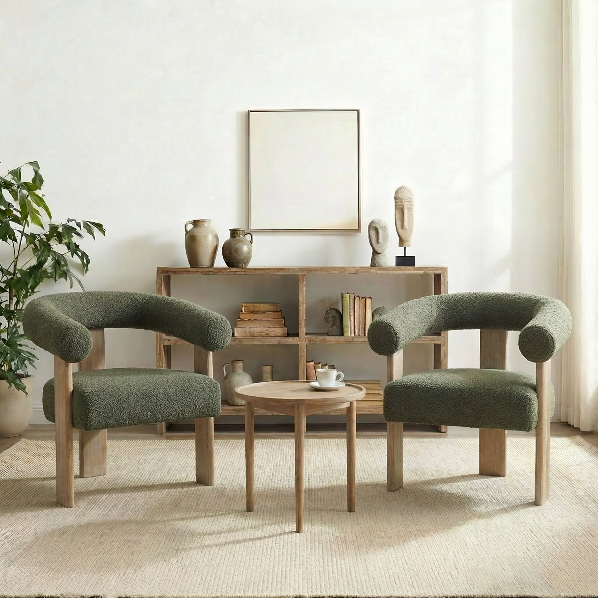 Upholstered Barrel Accent Chair Armchair