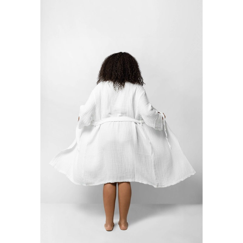 Muslin Cotton Kimono, XXL, White