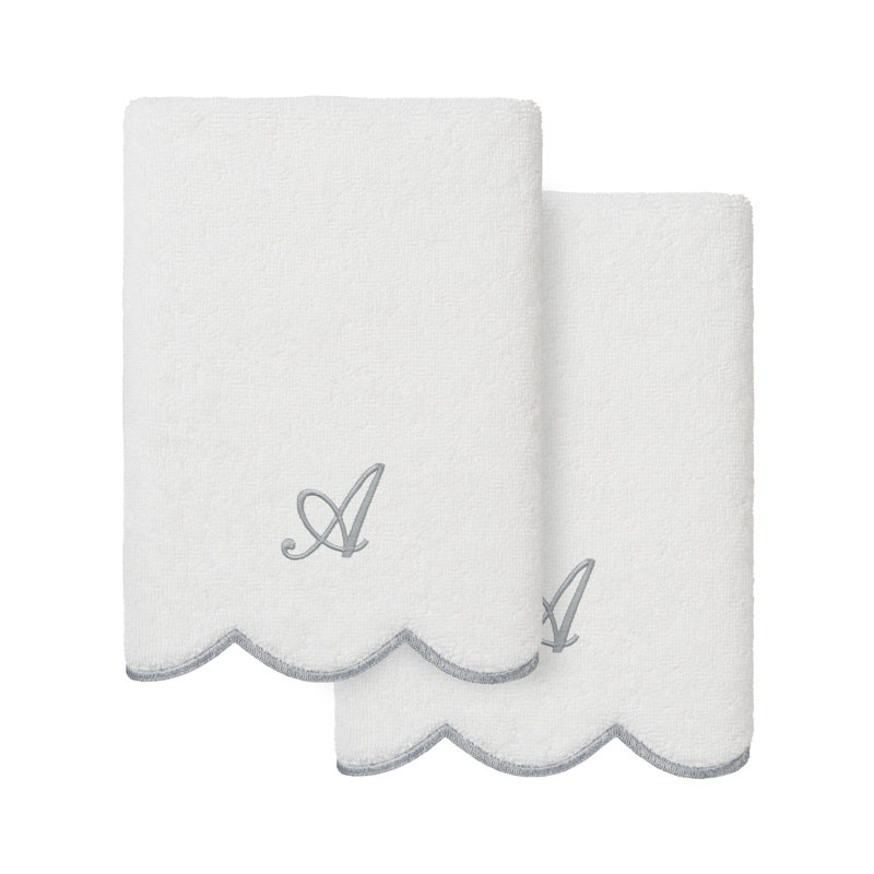  Ensemble de serviettes 100% coton turque ADORNIA, Ensemble de 2 essuie-mains, A, Blanc / Gris