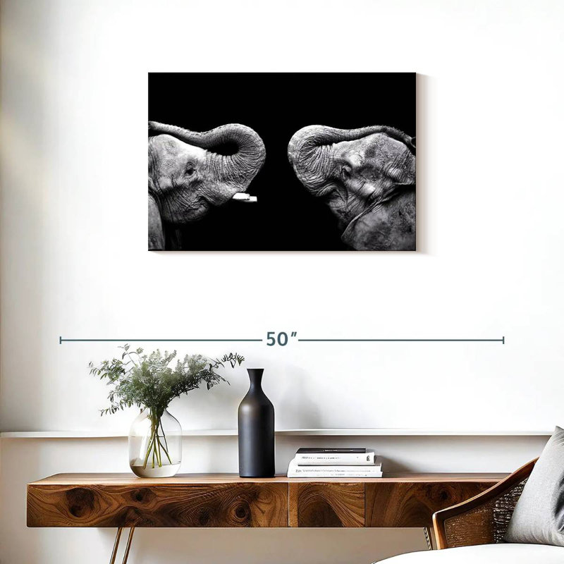 Crowle Dueling Elephants, 20" H x 30" W