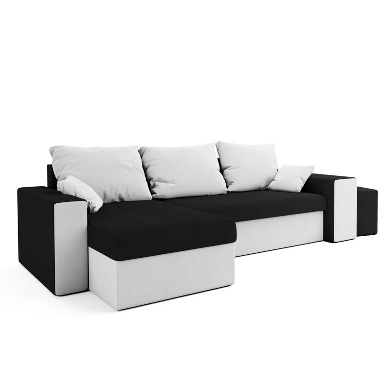 Stavrica 3 Seater Corner Sofa , White/Black - Rainbow15/Rainbow31, Left -sided