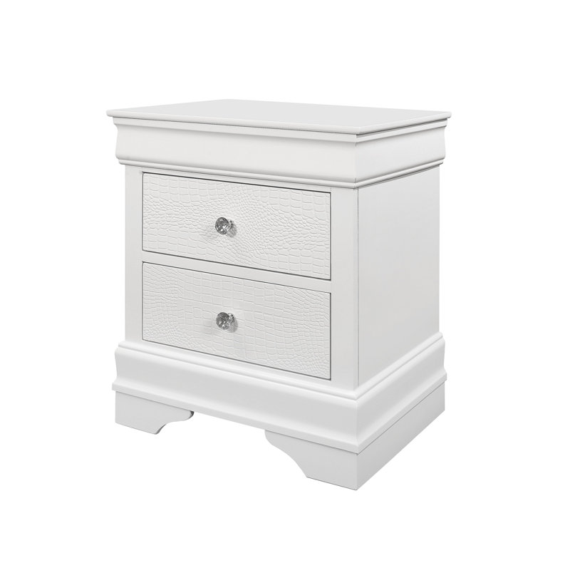 Contemporary Style Nightstand, White