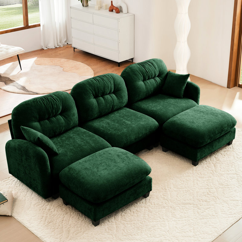 Canapé modulaire à 3 places en chenille avec, plans de combinaison flexibles, siège à haute résilience, coin lecture confortable, chenille, formes diverses, décor d'appartement