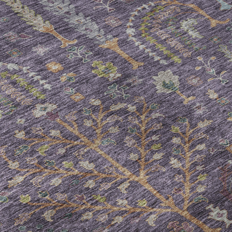 Premium Machine Washable Gurubaksh AMF1152 Floral Rug, Rectangle 10' x 14'