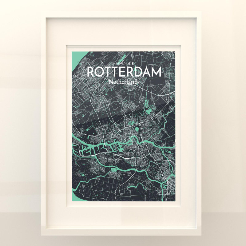 Rotterdam City Map in Dream 1 Piece Wall Art, 24cm H x 18cm W x 0.05cm D