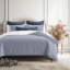 Walker Ticking Stripe Indigo/White Cotton Duvet Cover Set-1451282190