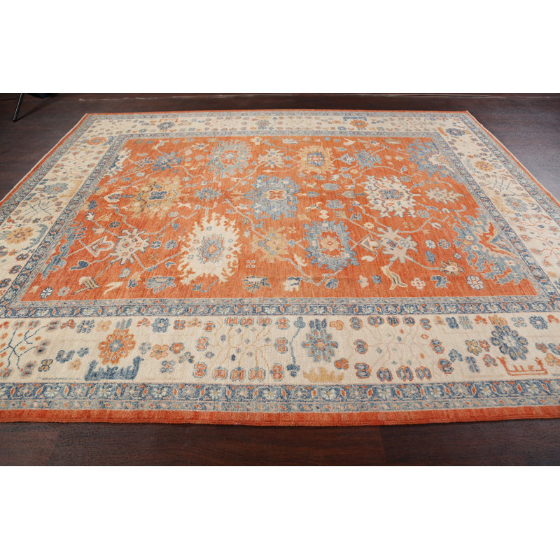 Tapis décoratif en laine noué à la main de conception unique 8 pi 9 po x 10 pi 5 po New Age Khotan