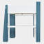 Lit mezzanine double avec bureau intégré et tablettes de rangement-1337149824