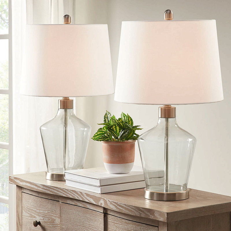 Harmony Angular Glass Table Lamp, Set Of 2