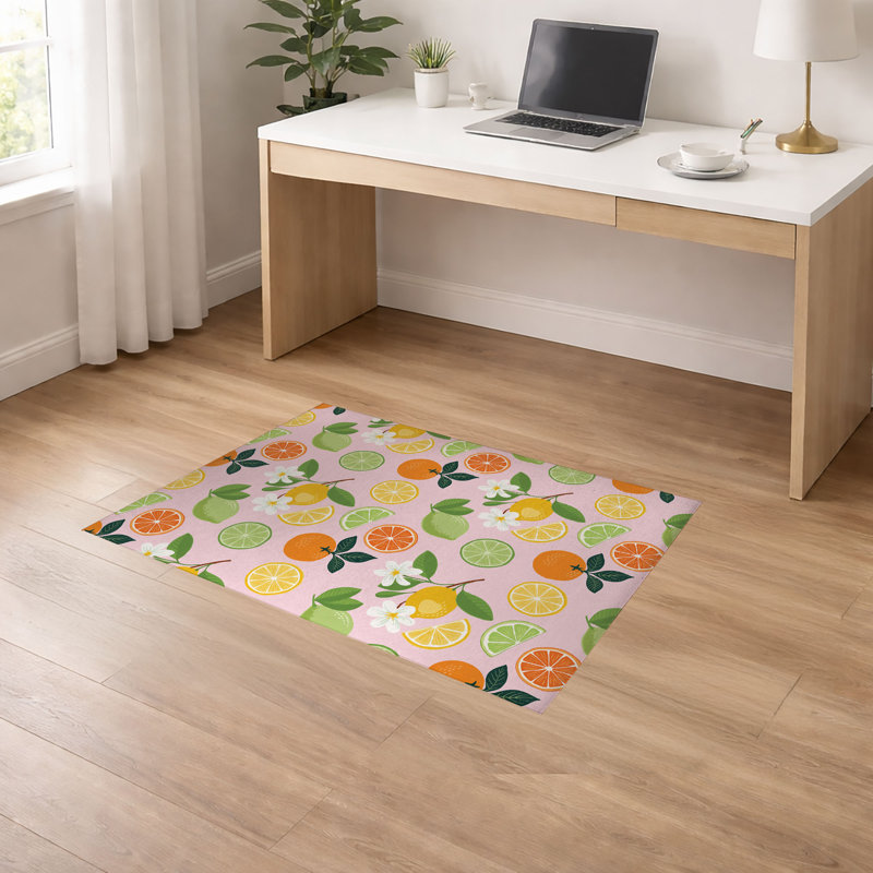 Tapis de sol antidérapant Sunny Citrus, L 84 po x P 60 po, Rose