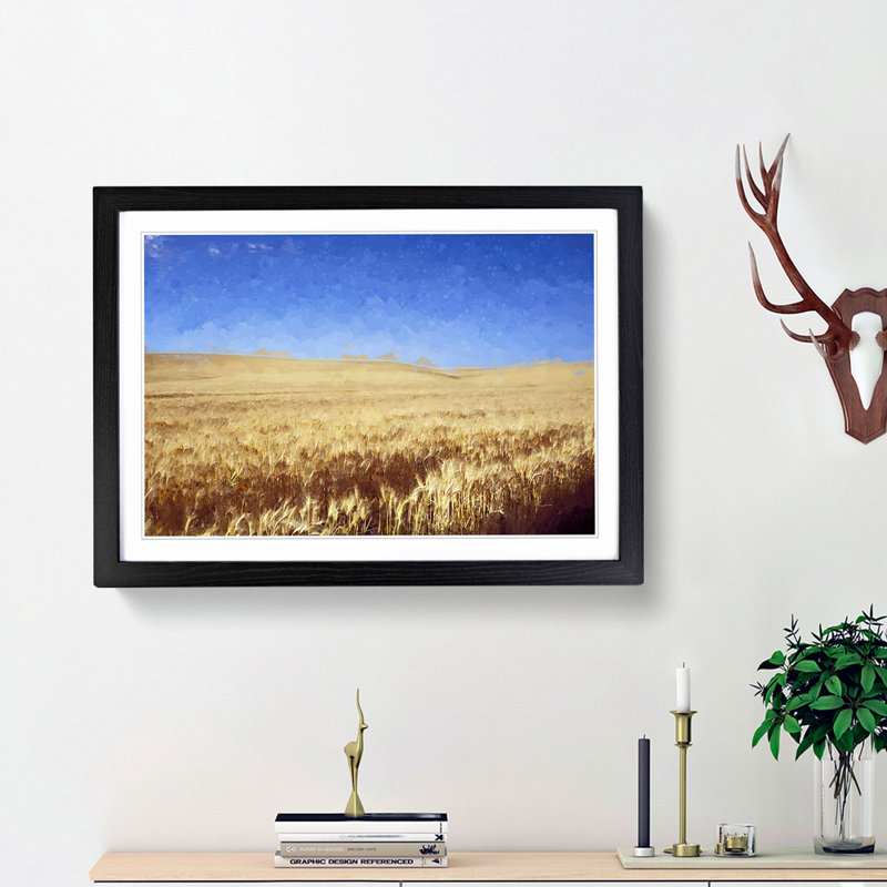Field of Wheat in Kansas - Picture Frame Graphic Art Print, 40cm H x 60cm W x 2cm D, Black