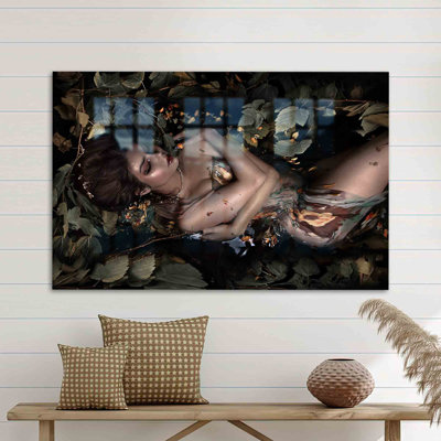 Sensually Captured Woman Portrayed Through Beautiful Wall Art Crafted From Glass for Stylish Home Decor