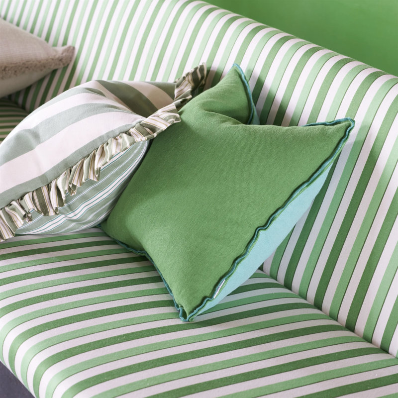 Brera Lino 100% Linen Decorative Pillow, Square 17", Emerald/Capri
