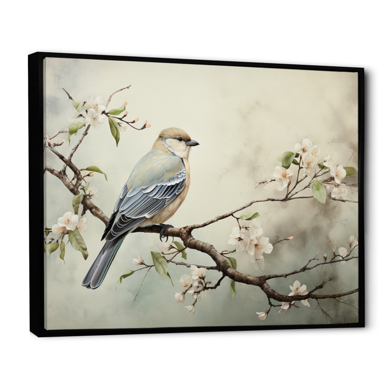Oiseau majestueux, oiseau, art mural, H 34 po x l 44 po x P 1,5 po, Cadre flottant noir