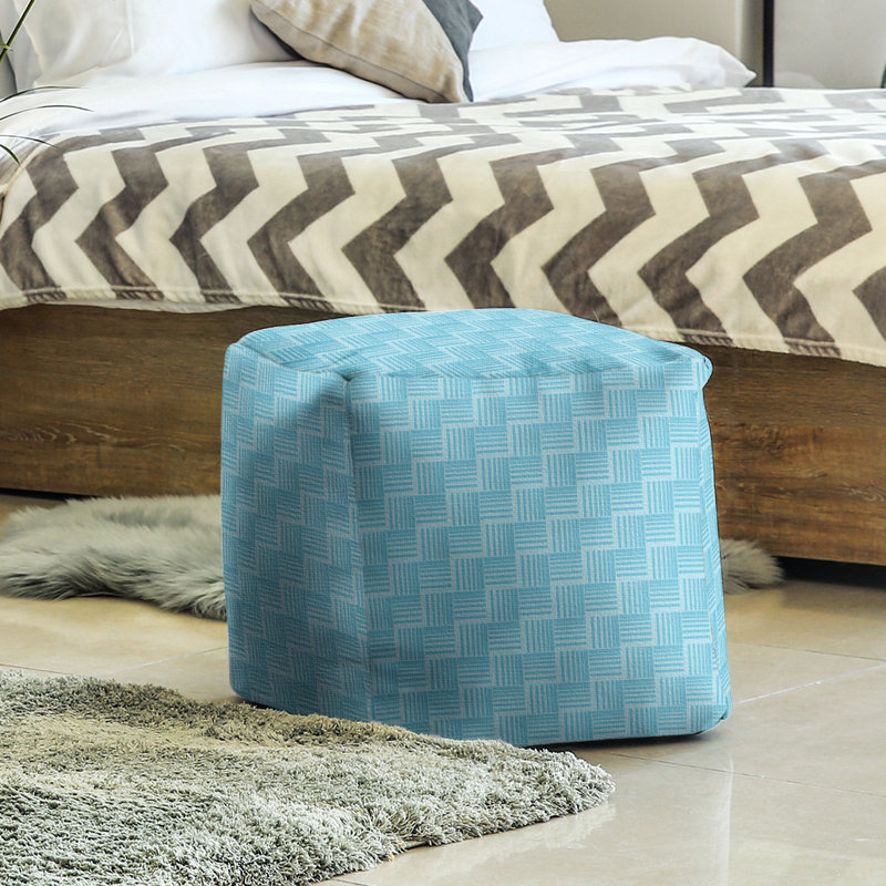 Repose-pieds cubique à rayures classic basketweave, Bleu sarcelle