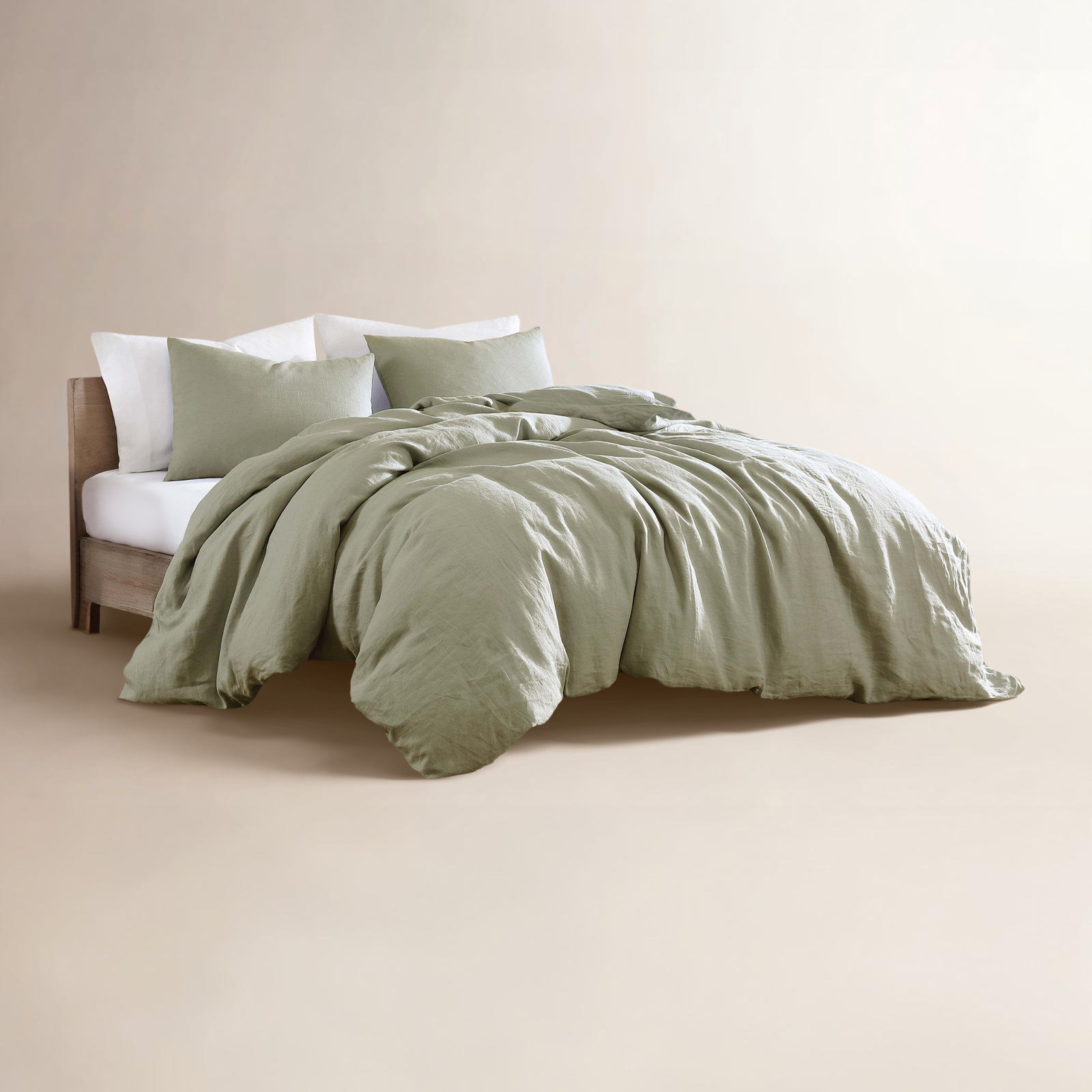 Hilma Linen Comforter Set, Queen Comforter + 2 Standard Shams, Sage