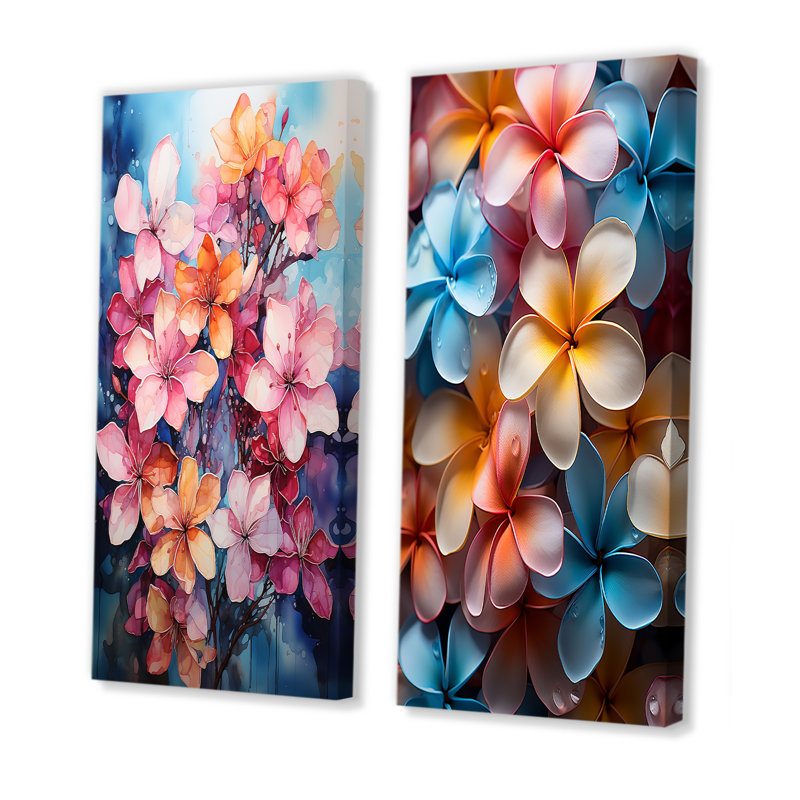 Couleurs tropicales Plumeria Dreams - ensemble de 2 impressions murales Plumeria, Toile tendue, H 40 po x l 41 po