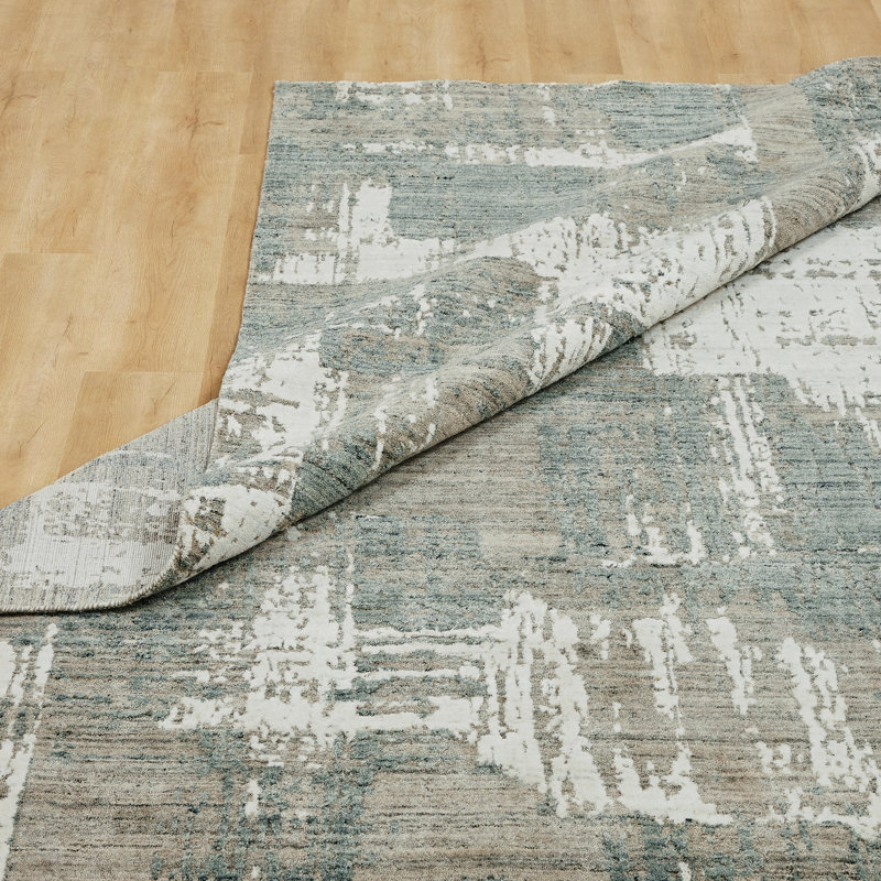 Atelier Weathered Canvas Slate Gray Wool Hand Loomed Area Rug, Rectangle 12' x 15'