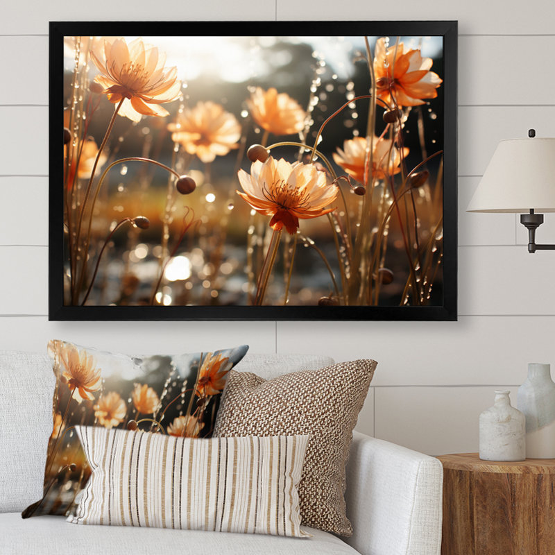 Mums Field I, reproduction d'art sur toile, H 24 po x l 32 po x P 1 po, Cadre simple noir