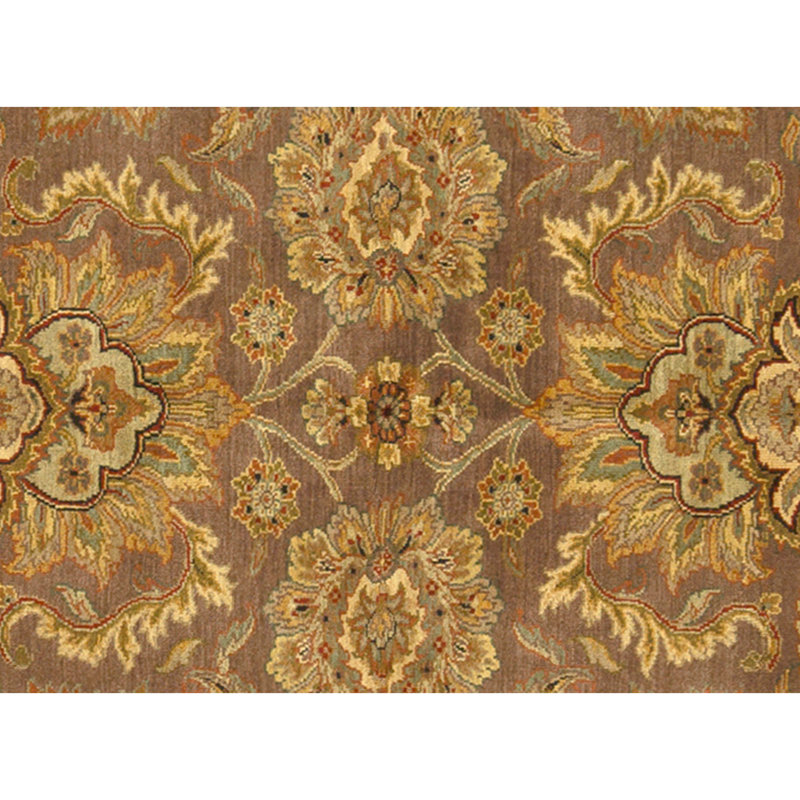 Hand Knotted Wool Oriental Area Rug in Brrown And Ivory