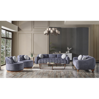 Roma Luxe Chenille 3-Piece Sofa Set by Hokku Designs