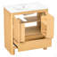 Meuble-lavabo moderne adouci de 30 po avec grain de bois en céramique, cadre en bois massif, portes et tiroir à fermeture en douceur, tablette réglable, ensemble tout-en-un-126271332