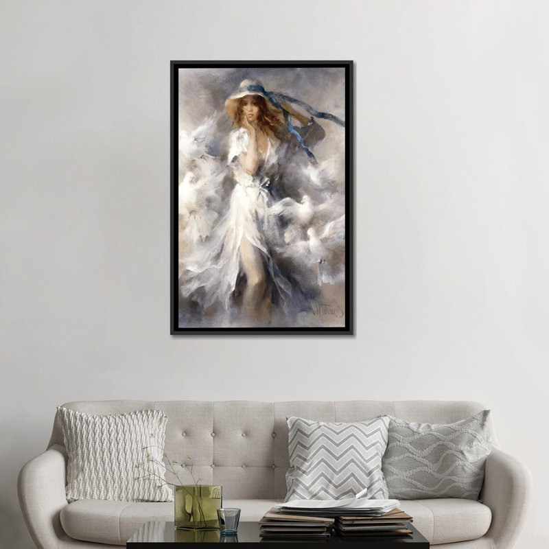 « pigeons », reproduction sur toile, H 26 po x l 18 po x P 1,5 po, Toile avec cadre noir, Pas de tapis