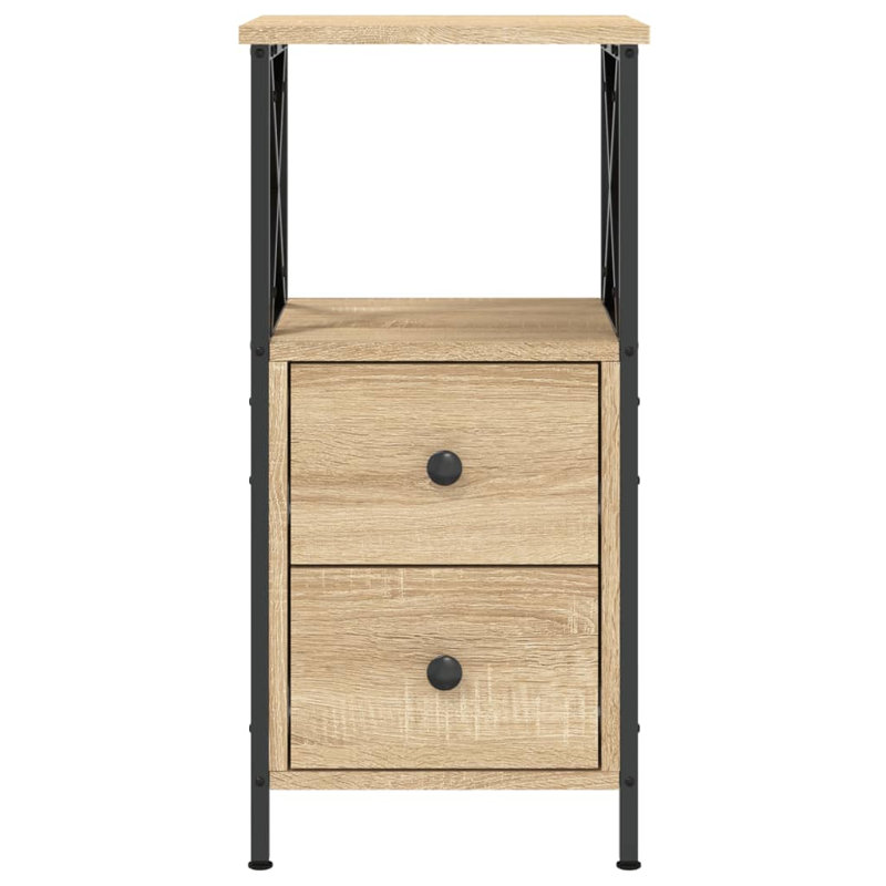 Herendeen 34cm W Iron Bedside Table, Individual, Sonoma Oak