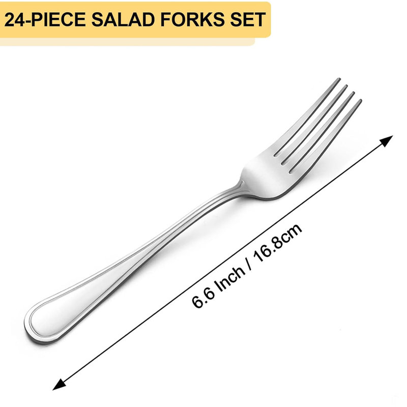  Ensemble de couverts 6,6 pouces pour petites fourchettes - 24 fourchettes à salade, fourchette en acier inoxydable, fourchettes à dessert en vrac, fourchettes en métal, ensemble de fourchettes à salade, fourchettes à apéritif, fourchette en argent, va au lave-vaisselle, poli miroir