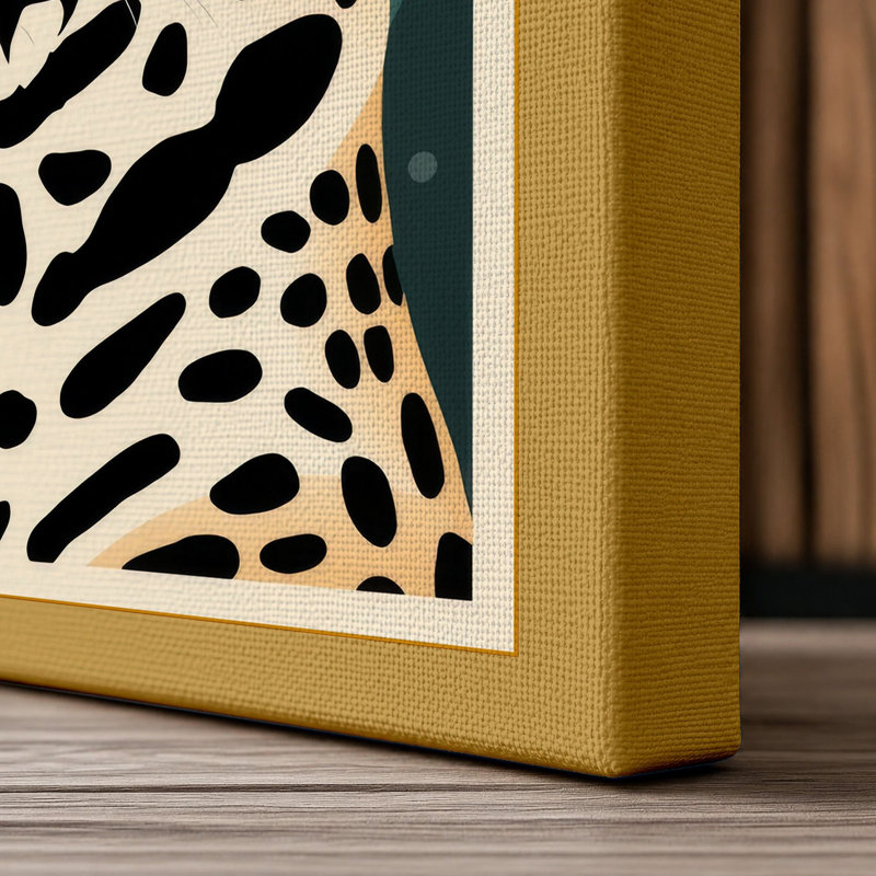 Leopard Portrait Geometric - Wrapped Canvas, 18x12 - 45.7 x 30.5 cm, Ochre Border