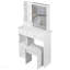 Petit meuble-lavabo de 29,2 po avec tabouret de bureau et tabouret rembourré à gauche 29,5 po, grande commande tactile, interrupteur tricolore, miroir à luminosité réglable, rangement à grande capacité, convient aux petits espaces-163986345