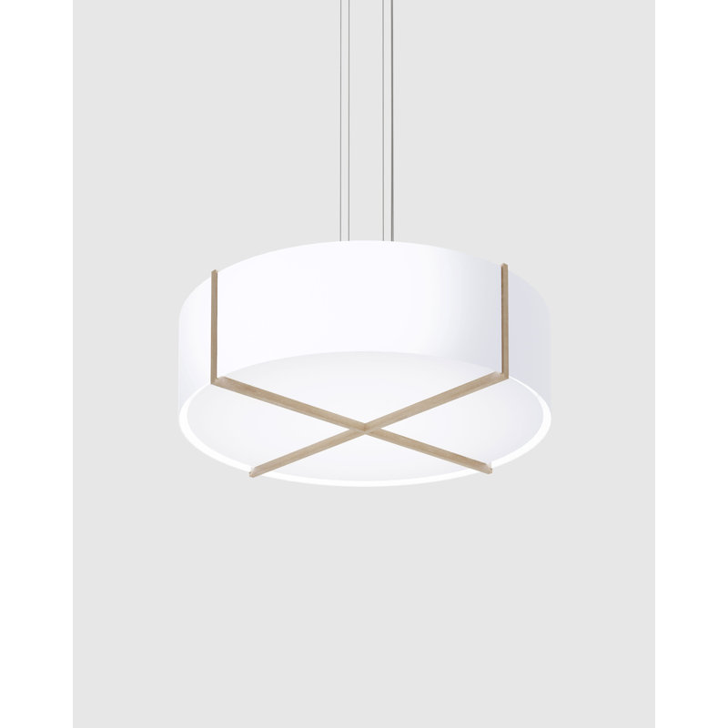 Luminaire suspendu tambour simple à 4 lumières Plura, 2700, Chêne blanchi