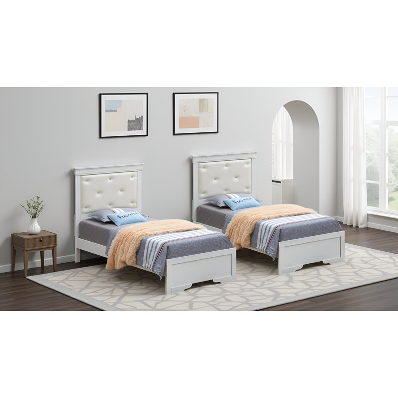 Ensemble de 2 lits simples Olbia Silver Champagne, Twin, Champagne argenté