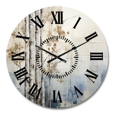 Blue And White Forest Winter Harmony - Forest Black Face Wall Clock