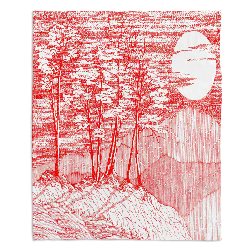 Couverture sherpa doux à la lune rouge, l 68 po x L 80 po