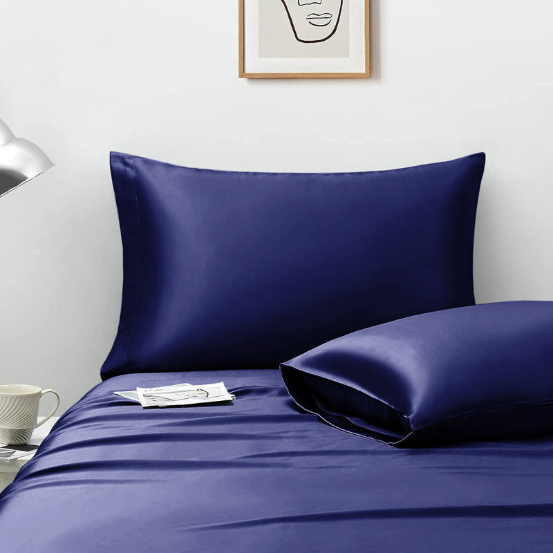 Satin Standard Pillowcase - Set of 2, Navy