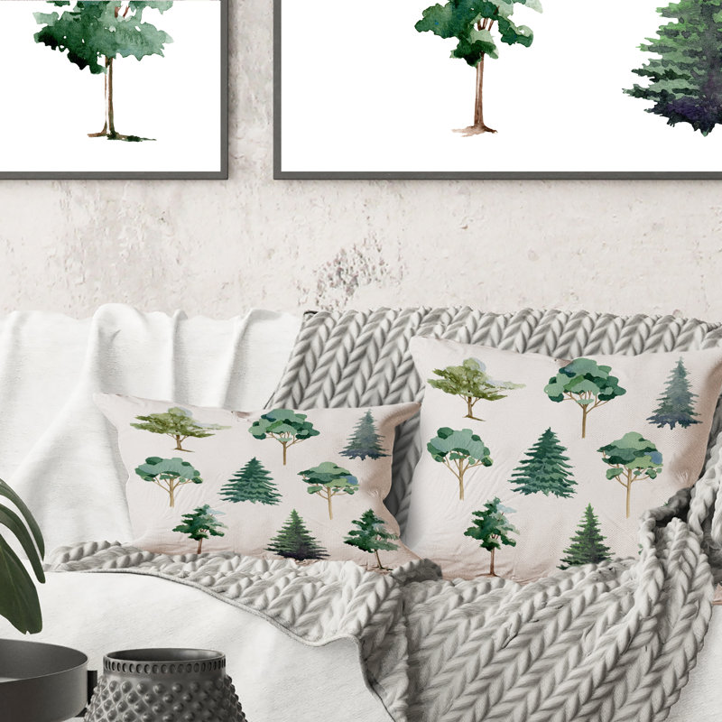 Coussin décoratif imprimé Eucalyptus Pine Fir Linden Olive Tree, 18 po x 18 po