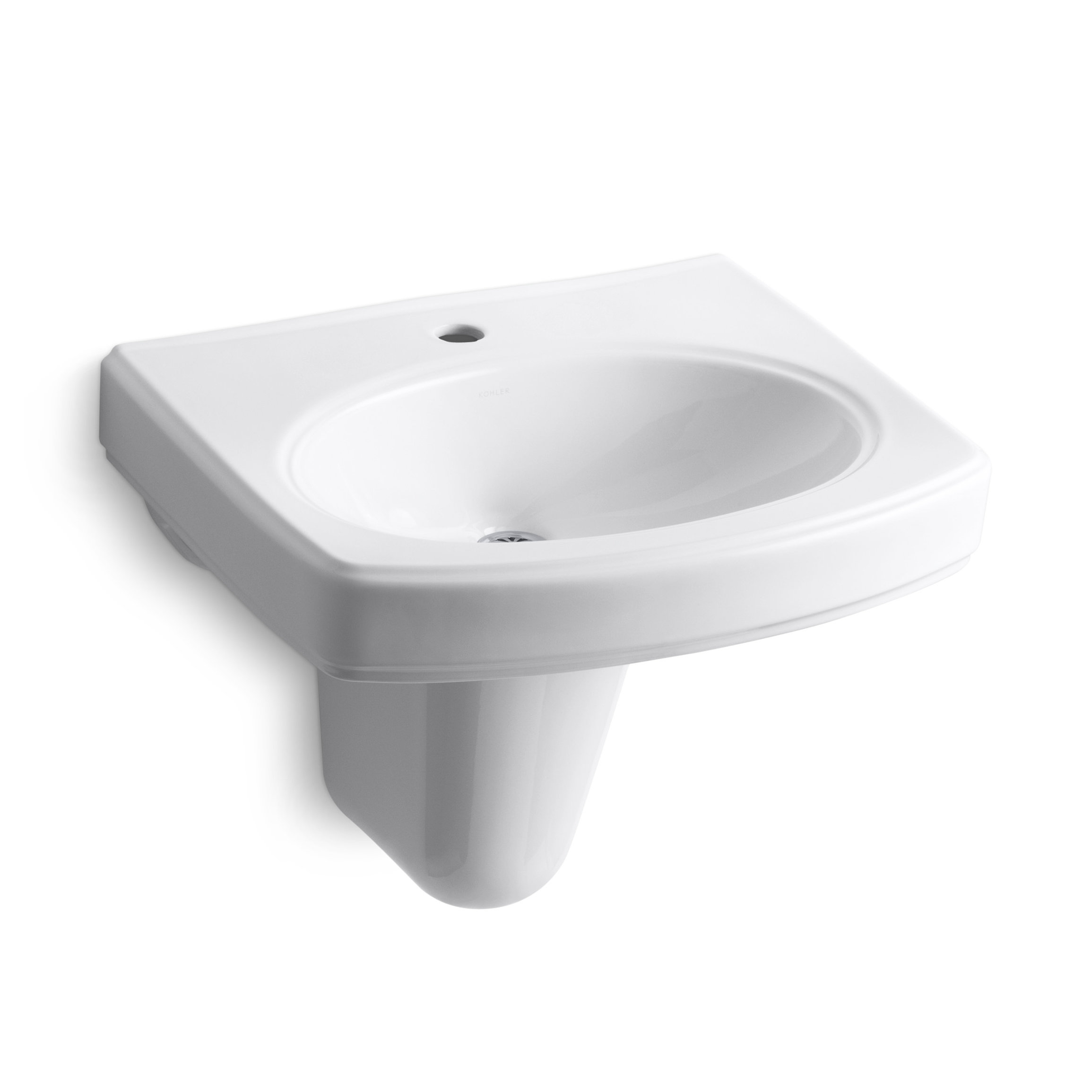 Kohler Pinoir® Vitreous China U-Shaped Semi-Pedestal Bathroom Sink with ...