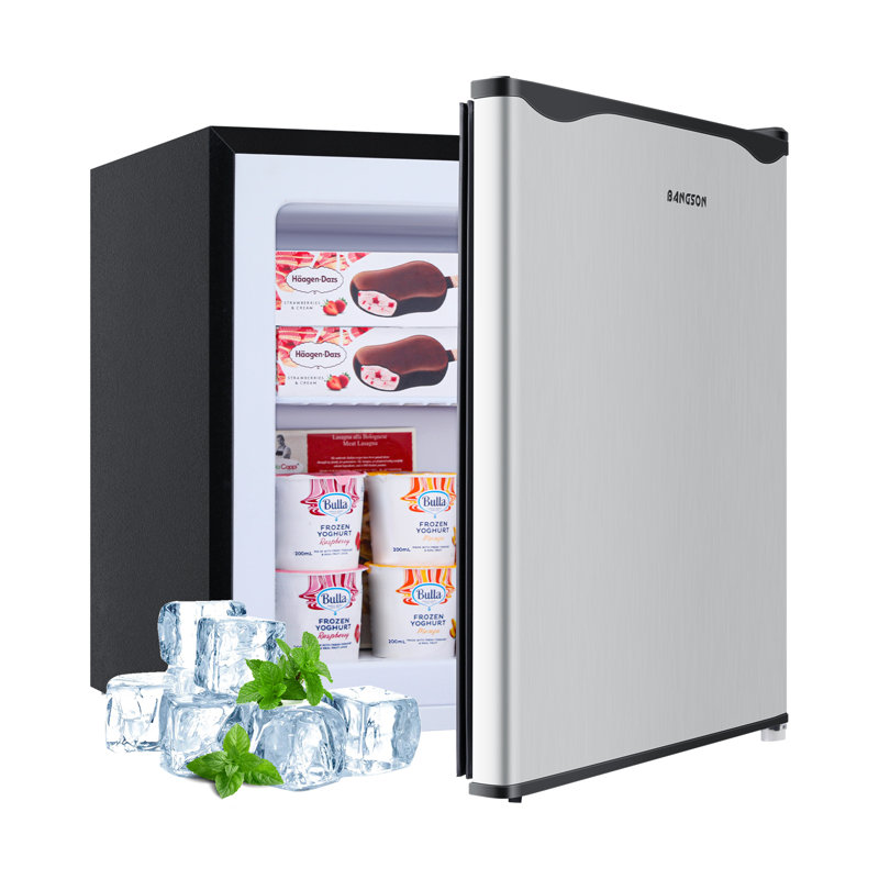 BANGSON 1.1Cu.ft Single Door Compact Mini Freezer, Silver