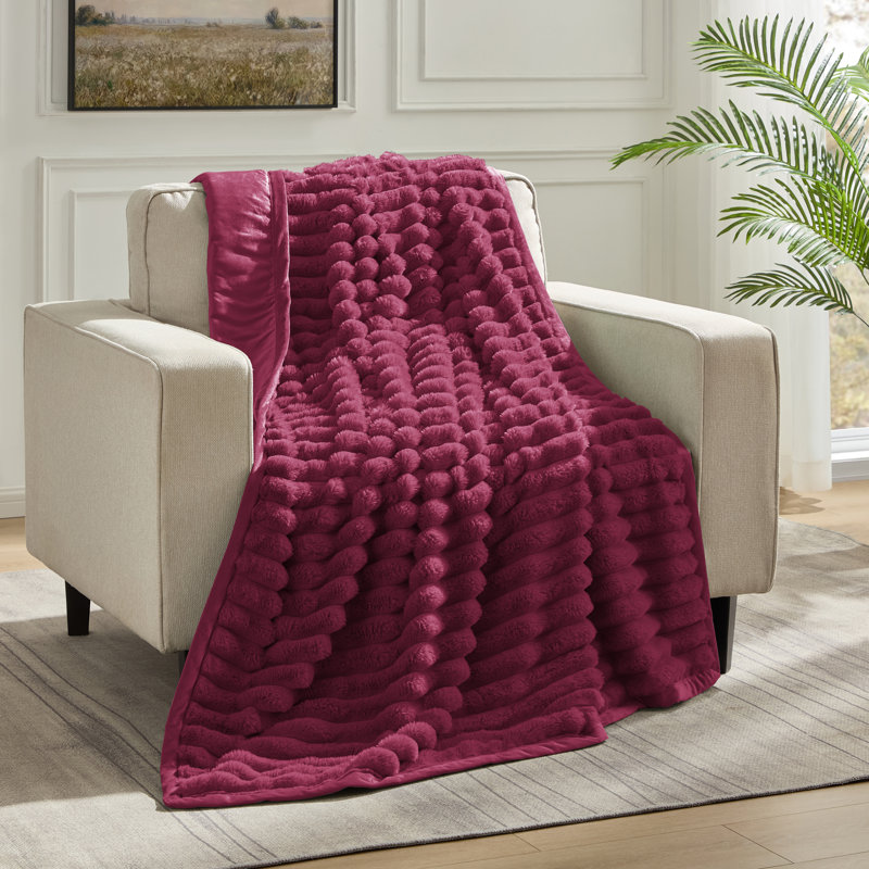 Couverture en super vison super doux réversible, Baie, 52 po x 82 po