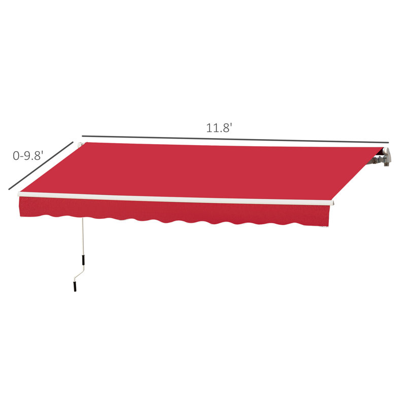 Patio Awning, Canopy Retractable Sun Shade Shelter W/ Manual Crank Handle For Deck, Yard, H 59 po x l 12 po x P 10 po