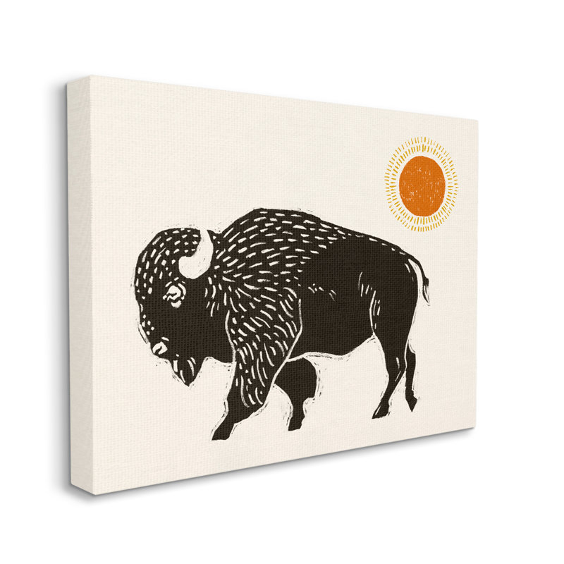 Boho bison face à gauche par Victoria Barnes, H 36 po x l 48 po x P 1,5 po