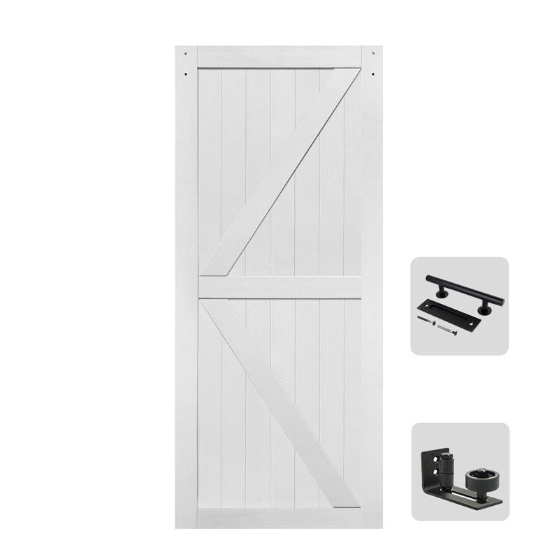 Trous pré-percés en MDF pour porte de grange Assemblage facile - Porte simple, quincaillerie non incluse, 36 po x 80 po