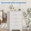 Commode 5 tiroirs cannelée pour chambre à coucher, commode moderne de 47 po de hauteur avec poignées dorées pour le salon-2143753885
