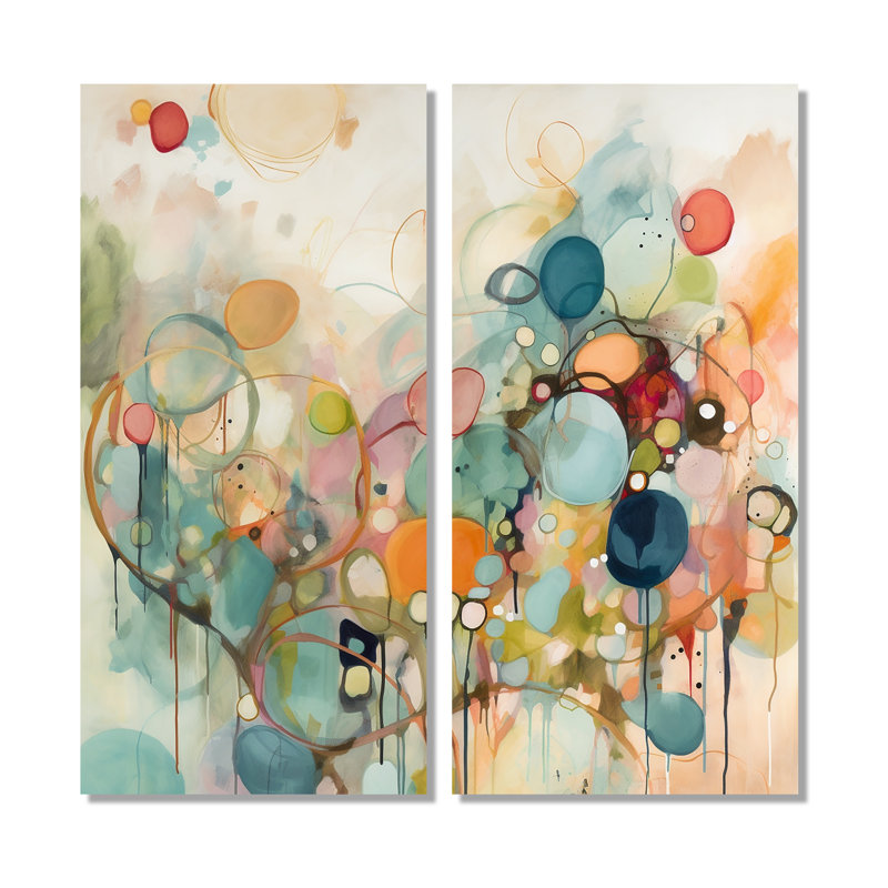 «Pink Blue Minimalims Fludity I», art mural sur toile abstrait minimaliste, H 32 po x l 32 po, Toile tendue