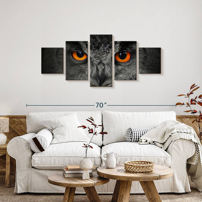Orange Eyed Owl, 24" H x 55" W
