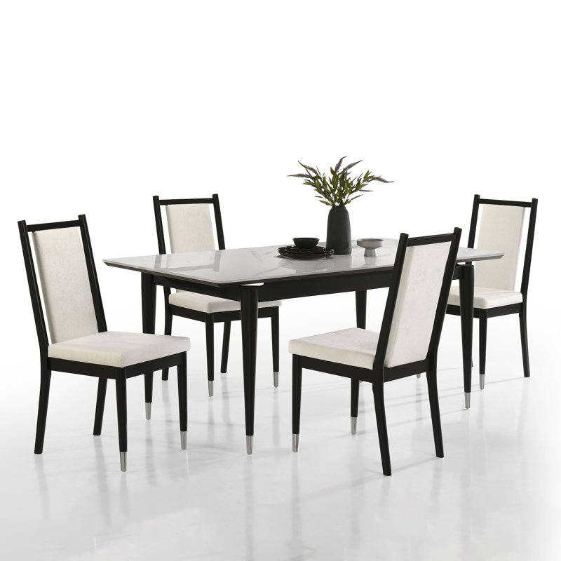 Thian Modern 5-Piece Dining Table Set, 5 Pieces: Table, 4 Chairs