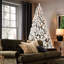 Arbre de Noël enneigé 5 pi avec 200 lumières blanches chaudes, 551 pointes, dépliage automatique et base en métal pour décoration festive-1358415585